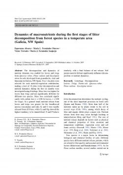   Dynamics of macronutrients during the first stages of litter decomposition from forest species in a temperate area (Galicia, NW Spain) 